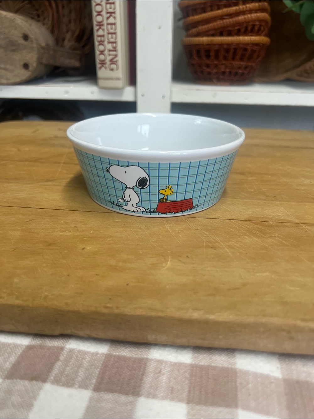 Dog bowl peanuts ceramic snoopy dish